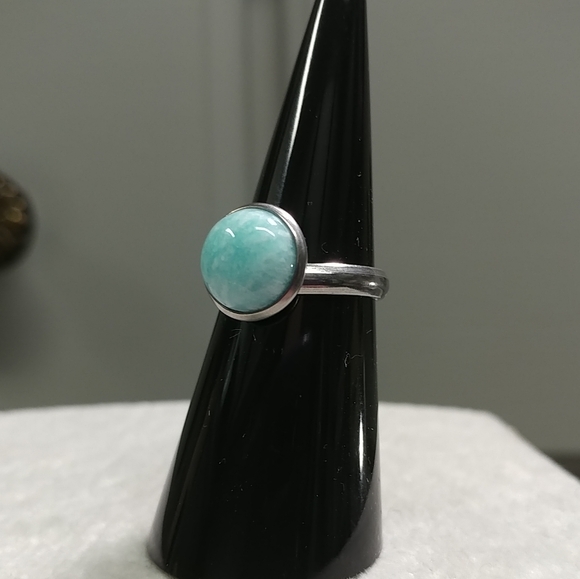Amazonite Ring Natural Gemstone Adjustable Stainless-Steel Ring Crystal - Picture 15 of 15
